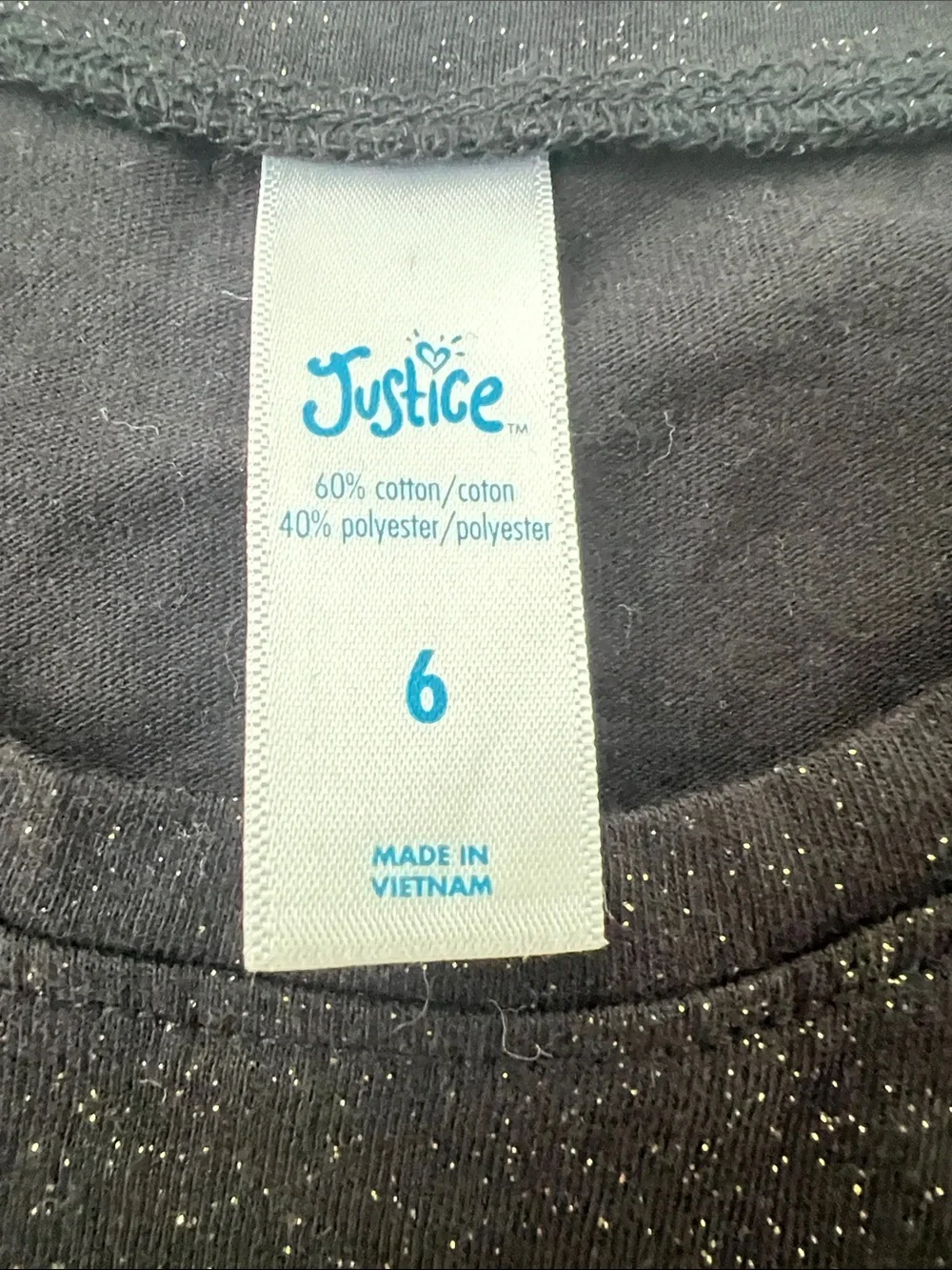Justice Black Sparkle Short Sleeve Tee